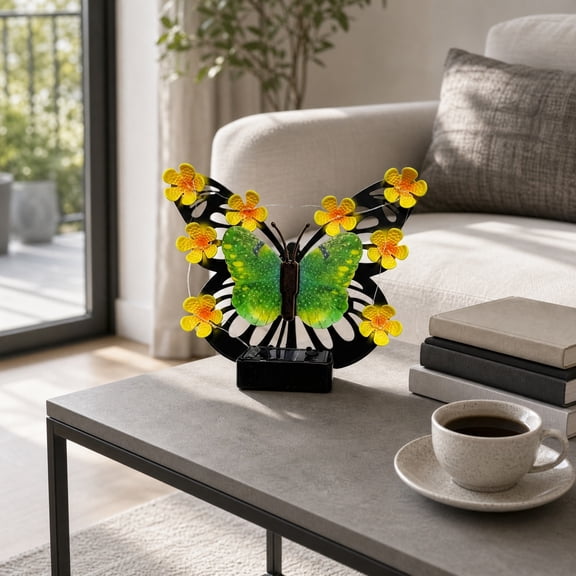 AuroraX Outdoor Solar Lights for Yard Decorative Solar Butterfly Wall Light Garden Metal Waterproof LED Outdoor Wall Decor Light Green