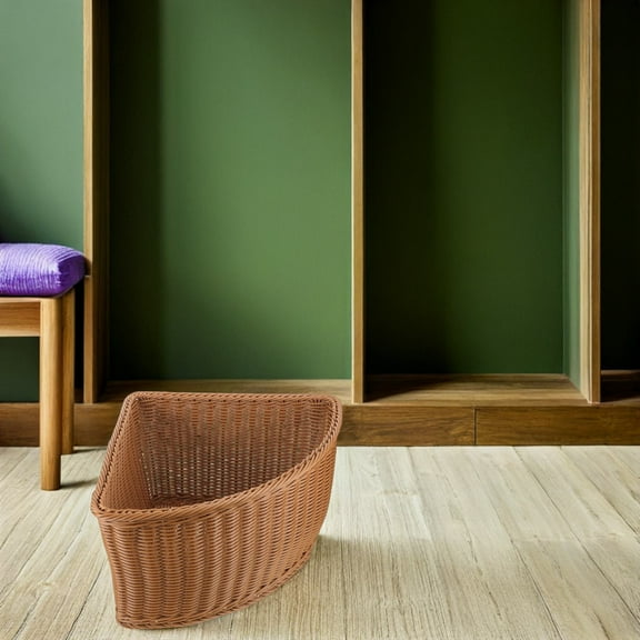 BESTYASH Woven Fan Shaped Corner Basket for Bathroom Shelf and Closet Storage