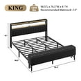 thumbnail image 3 of Bed Frame King Size with Starry Sky Lights and Charging Station, Upholstered Platform Bed with Storage Ottoman, Black, 3 of 9