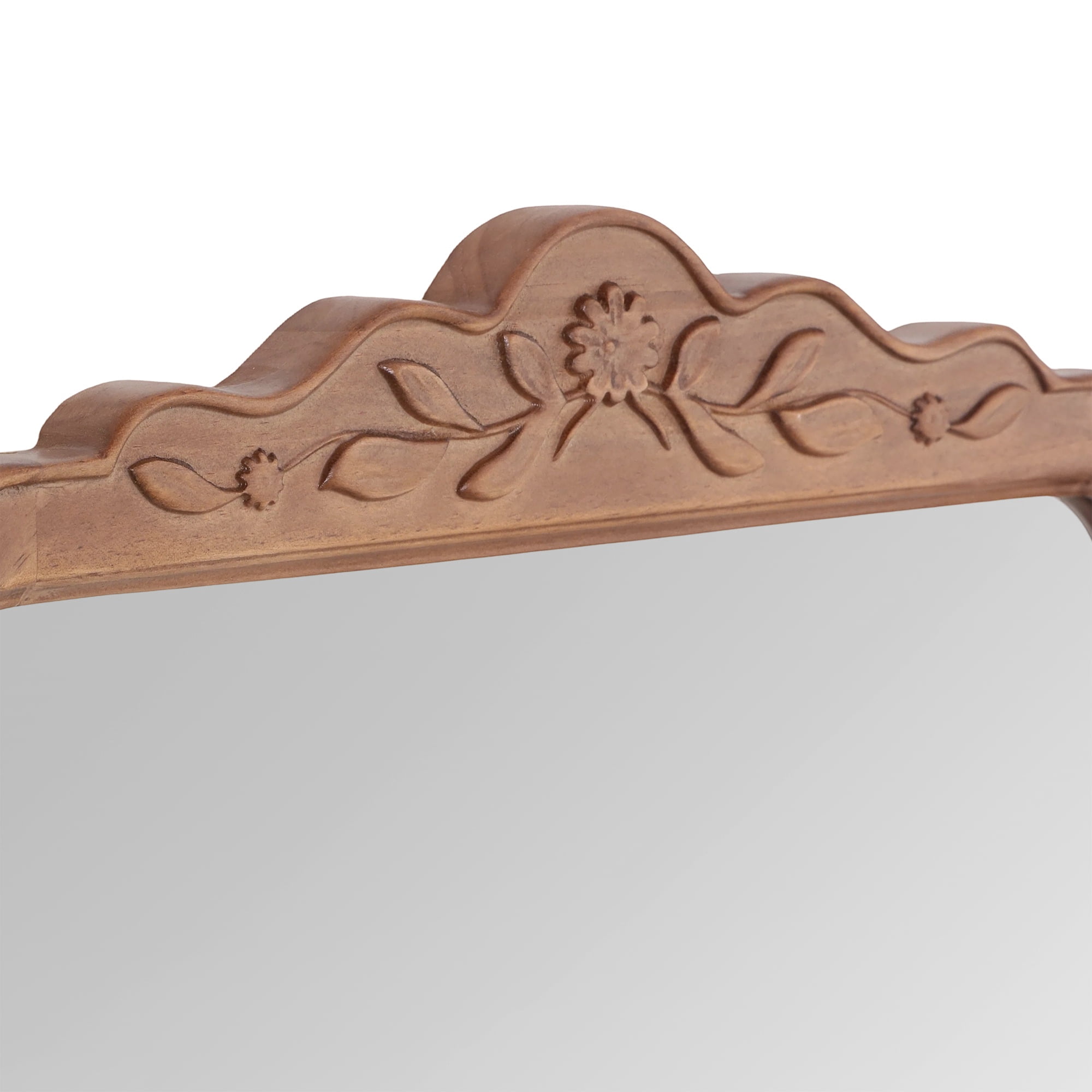 My Texas House Over-the-Door Full-Length Mirror with Floral Carved Wood Frame, 16 x 48 in