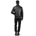 thumbnail image 3 of Noora Men's Genuine Sheepskin Leather Biker Jacket | Black Autumn and Winter Fashion Warm Motorcycle Leather Jacket for Men |, 3 of 9