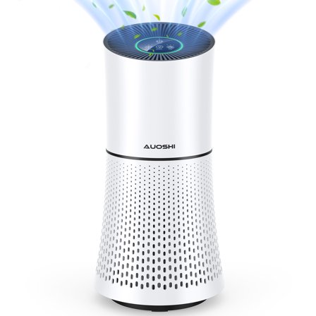 AUOSHI Air Purifiers H13 True HEPA Filter Air Purifier for Home Bedroom Room Ozone Free Air Filtration System Cleaner Odor Eliminators Remove 99.97% Dust Smoke Pollen (White)