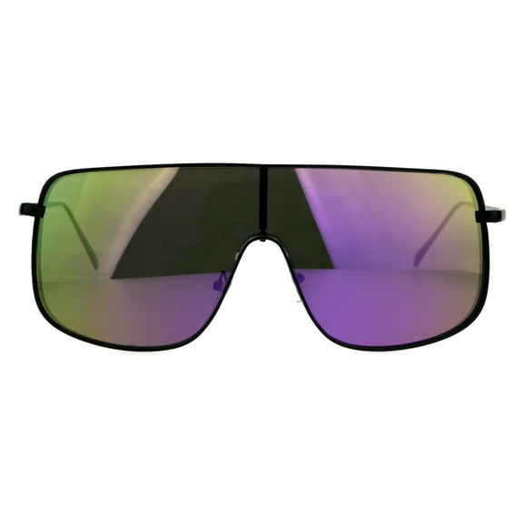 Futurism Metal Rim Shield Color Mirror Lens Mens Sunglasses Black Purple