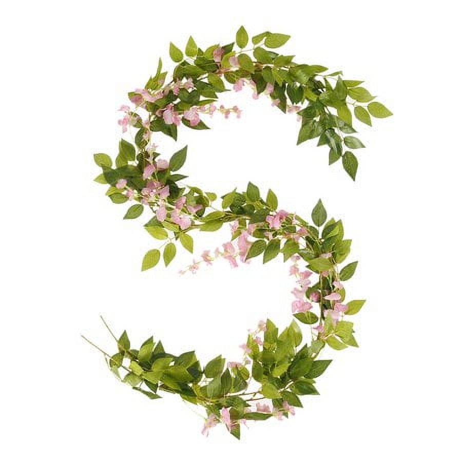 Morttic 4PCS 200CM Hanging Artificial Flowers Garland Silk Wisteria Fake Garden Ivy Rattan Plants Vines Decor Wedding Party Home, Light Pink