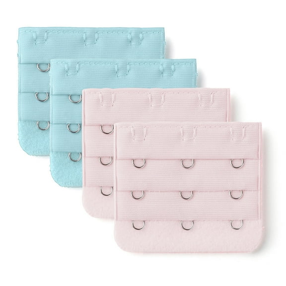 INSPIRE CHIC Women Underwear Buckle 3 Row Hooks Bra Strap Extender Set Pink Blue 4 Pcs
