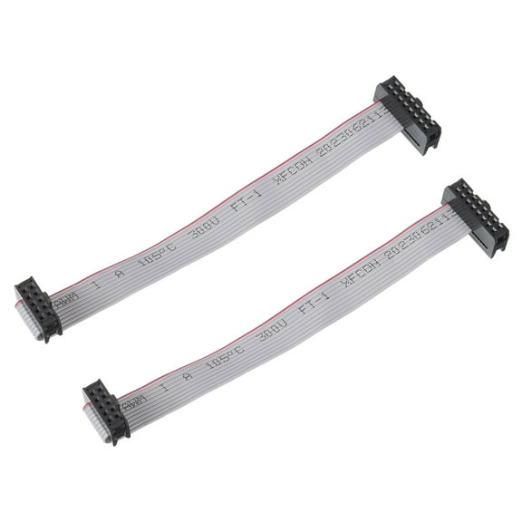 Uxcell 2.54mm Pitch IDC 10 to 16 Pins Dual Female Connector Motherboard Flat Ribbon Cable 15cm 6" Grey 2pcs