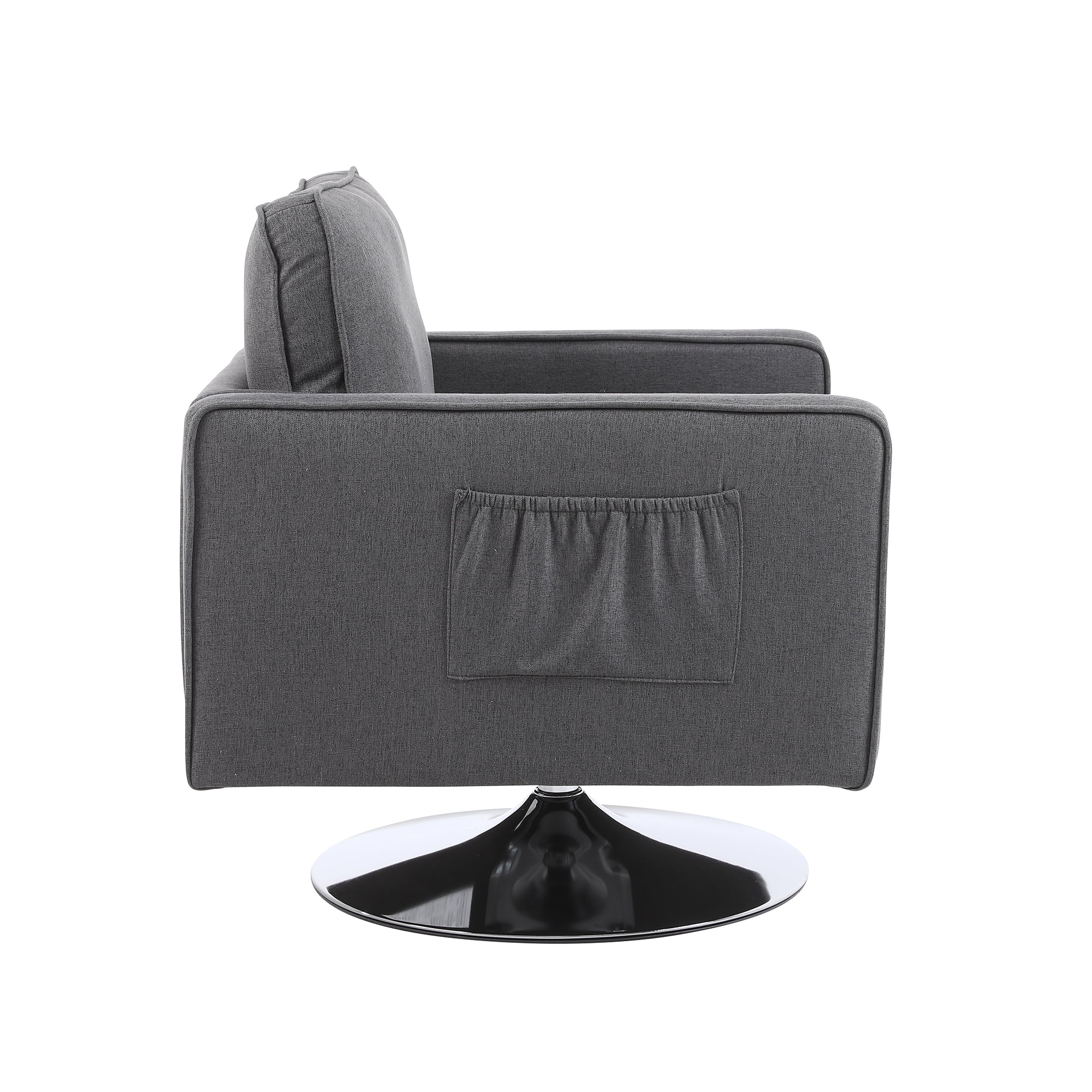 Kadyn Swivel Accent Barrel Chair, Linen Armchair with 360 Degree Swiveling and Side Pocket for Living Room, Dark Gray Kadyn Swivel Accent Barrel Chair, Linen Armchair with 360 Degree Swiveling and Side Pocket for Living Room, Dark Gray
