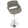 thumbnail image 6 of Fabrizzi Mid-Century Modern Adjustable Barstool With Swivel In Chrome, Walnut And Grey Noise Fabric - Set Of 2, 6 of 12