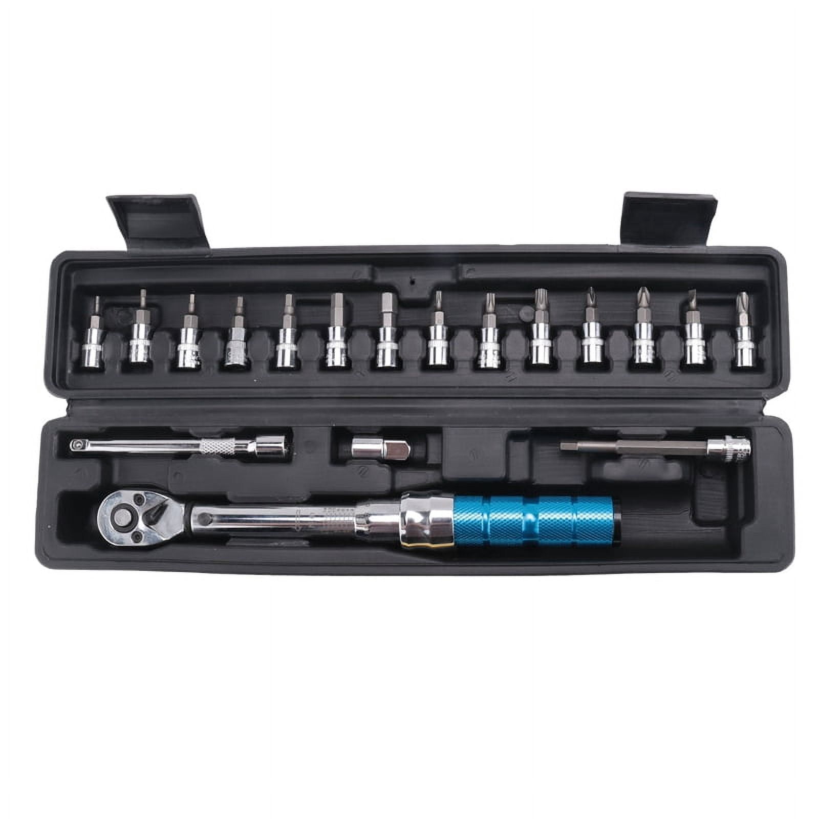 Torque Wrench for Bicycle and , 1/4 2-15Nm MINI Torque Accuracy Repair Tool with 3/8Inch Adapter,Extension,1 set Torque Wrench,Silver & Blue