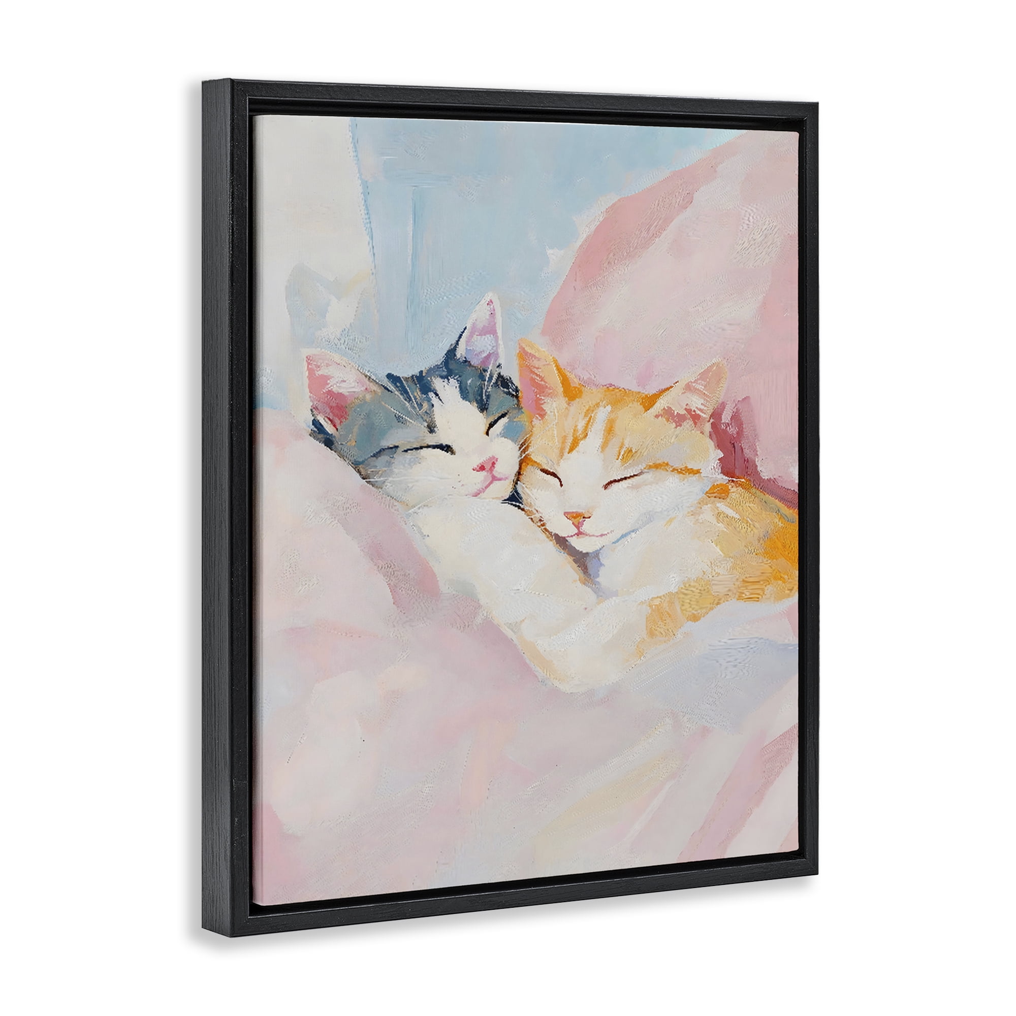 Stupell Industries Sleeping Kittens Embrace Black Framed Floater Canvas Wall Art, design by The Prints Vibe