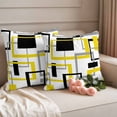 thumbnail image 2 of Yellow Black Geometric Outdoor Waterproof Pillow Covers, Modern Simple Abstract Art Decorative Square Throw Pillowcase Sofa Cushion Sham for Patio/Couch/Chair, 20"x20" 2 Pack, 2 of 8