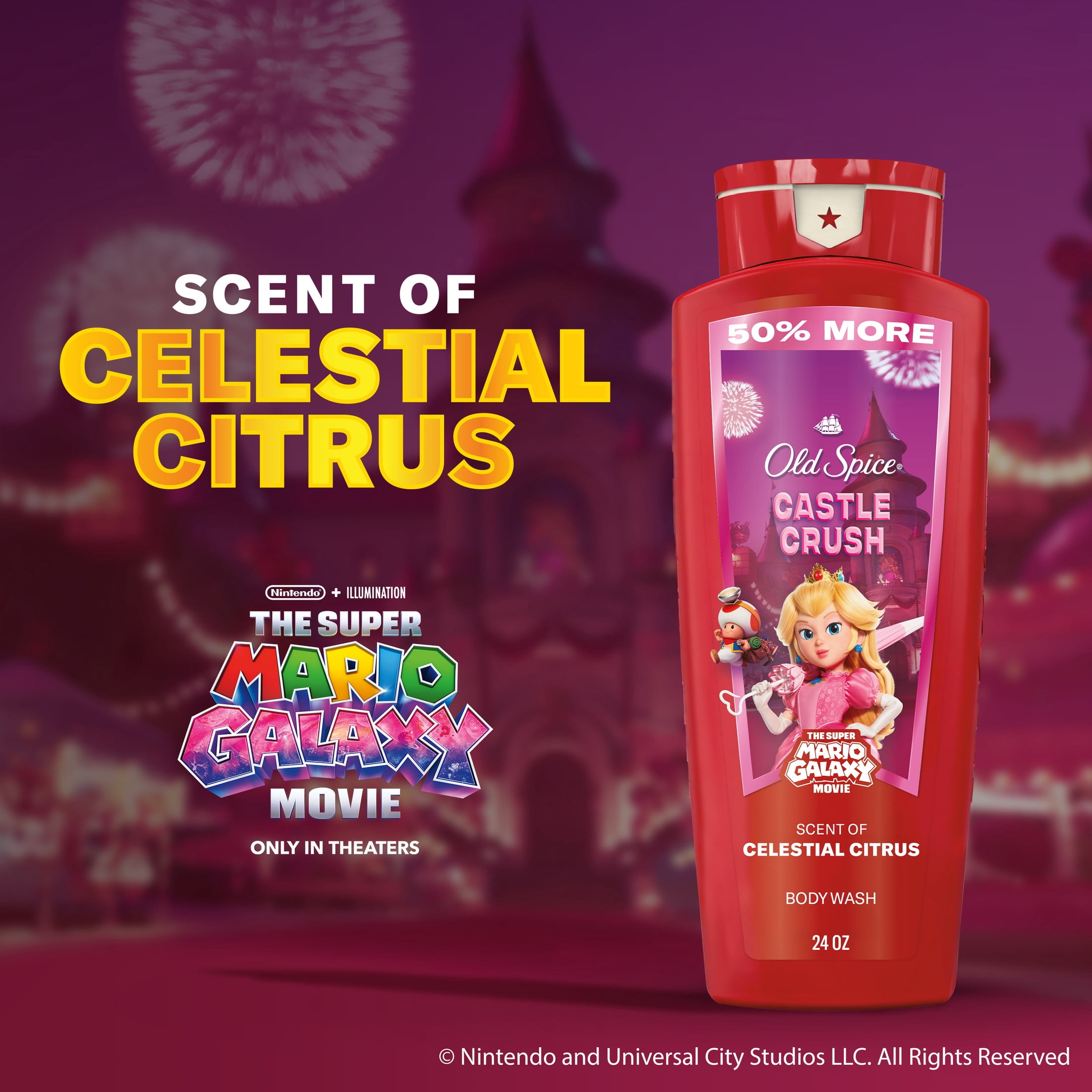 Old Spice Body Wash for Men, Castle Crush, Scent of Celestial Citrus, Old Spice x The Super Mario Galaxy Movie, 24 fl oz