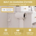 thumbnail image 6 of FANRAL 43.7" Vanity Desk with 10 Mirror Lights & Under-Table RGB,Charging Station & Hair Dryer Holder,Multi-Storage Dressing Table for Bedroom Bathroom,White Vanity, 6 of 7