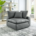 thumbnail image 2 of Sofa Corner Chair, Faux Vegan Leather, Grey Gray, Modern Contemporary Urban Design, Living Lounge Room Hotel Lobby Hospitality, 2 of 7
