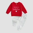 thumbnail image 2 of Xyant Toddler Baby Boy Girl Valentine's Day Outfit Cute Long Sleeve Crew Neck Letters Heart Print Sweatshirt and Pants Set Infant Newborn Clothes (Watermelon Red,18-24 Months), 2 of 6