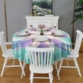 thumbnail image 2 of Tie Dye Pattern Round Tablecloth 60"x60",Wrinkle Wipeable Table Cloth for Kitchen Dining Room Picnic Patio Party, 2 of 6