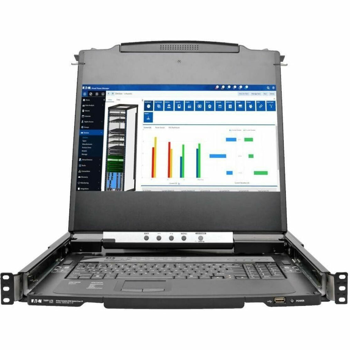 Tripp Lite by Eaton NetDirector 8-Port 1U Rack-Mount Console HDMI KVM Switch with 17 in. LCD and IP Remote Access Dual Rail - 8 Computer(s) - 17" LCD - Full HD - 1920 x 1080 - 1 x Network (RJ-45) -...