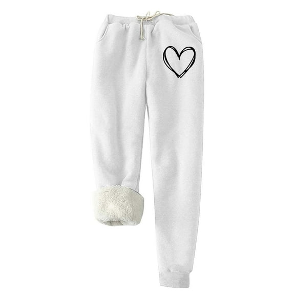hotojiny Women Casual Sweatpants Lounge Winter Warm Fleece Soft Joggers Comfy Elastic Waist Trousers with Pockets