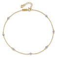 thumbnail image 4 of 14k Two-tone Anklet 9 inch mm Diamond-cut Beads 9in Plus 1in Ext., 4 of 5