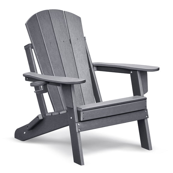 Zinkitool HDPE Folding Adirondack Chair, with Foldable Design, with All-Weather Design, Gray, 25 X 22 X 34 in