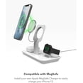 thumbnail image 2 of mophie 3-in-1 Magsafe Wireless Charging Stand for Apple iPhone AirPods/AirPods Pro & Watch 15W Super-Fast Charging Stylish Gloss Finish - White (MagSafe charger not included), 2 of 8
