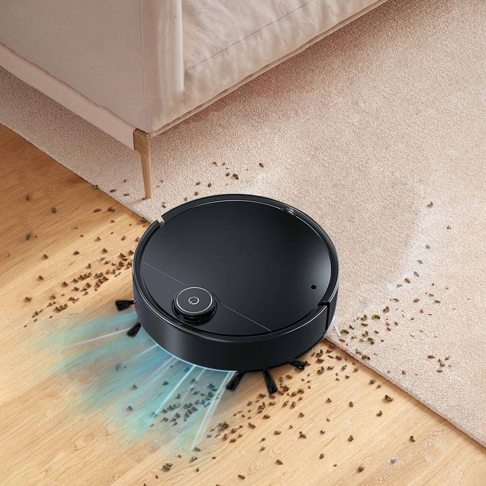 Robot Vacuum Cleaner,1000~1499Pa Powerful Suction Robot Vacuums with Self-Charging,61-120 Mins, Robotic Vacuums Cleaner, Low Noise, Ideal for Hard Floor, Low-Pile Carpets & Pet Hair