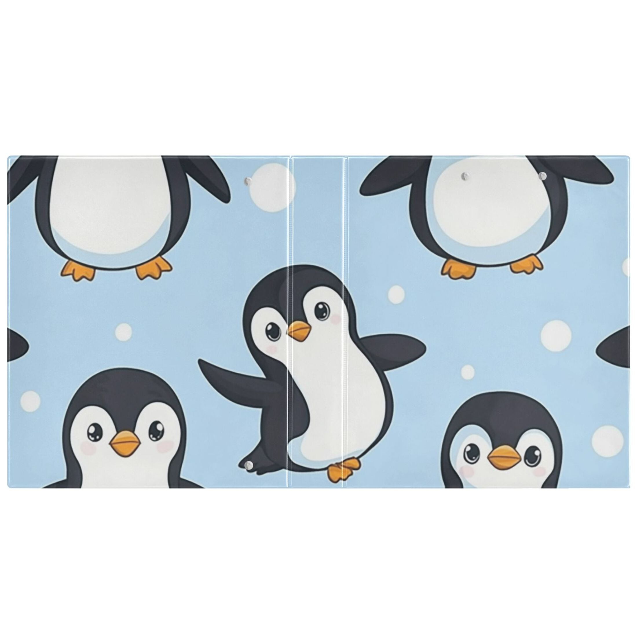 Penguins in Blue 3 Ring Binders 1.5 inch Hardcover File Folders with Interior Pockets A4 Size Organizer for School Office Hospital Set of 2