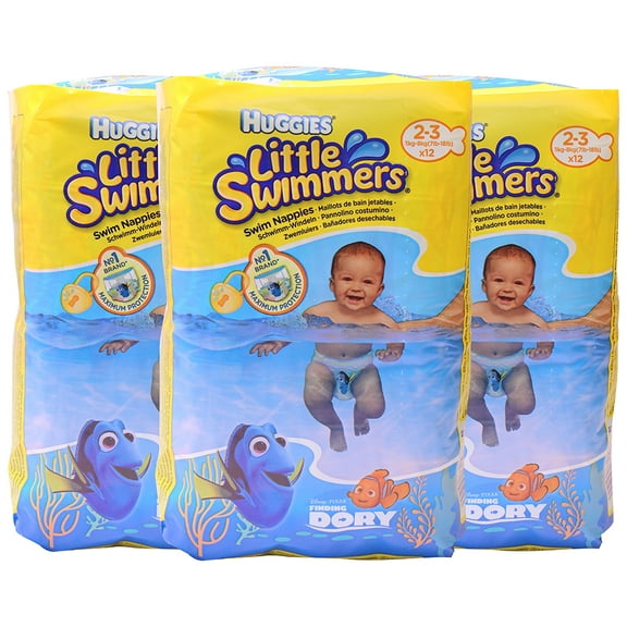 Huggies Finding Dory Little Swimmers Disposable Swim Diapers, 7 lb-18 lb Extra Small, 12 Count Pack of 3
