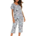 thumbnail image 1 of HAHDAXIA Womens Pajama Set Cotton Capri Pant Pyjama Short Sleeve Sleepwear Summer Pjs, 1 of 6