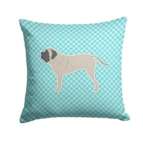 Carolines Treasures BB3756PW1414 English Mastiff Checkerboard Blue Fabric Decorative Pillow