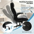thumbnail image 4 of WOSDOM Black Leather Office Chair - Flip Arms Adjustable Built-in Lumbar Support, Executive Computer Desk Chair Work Chairs with with Storage Bags, Strong Metal Base Quiet Wheels, 350 lb, 4 of 8