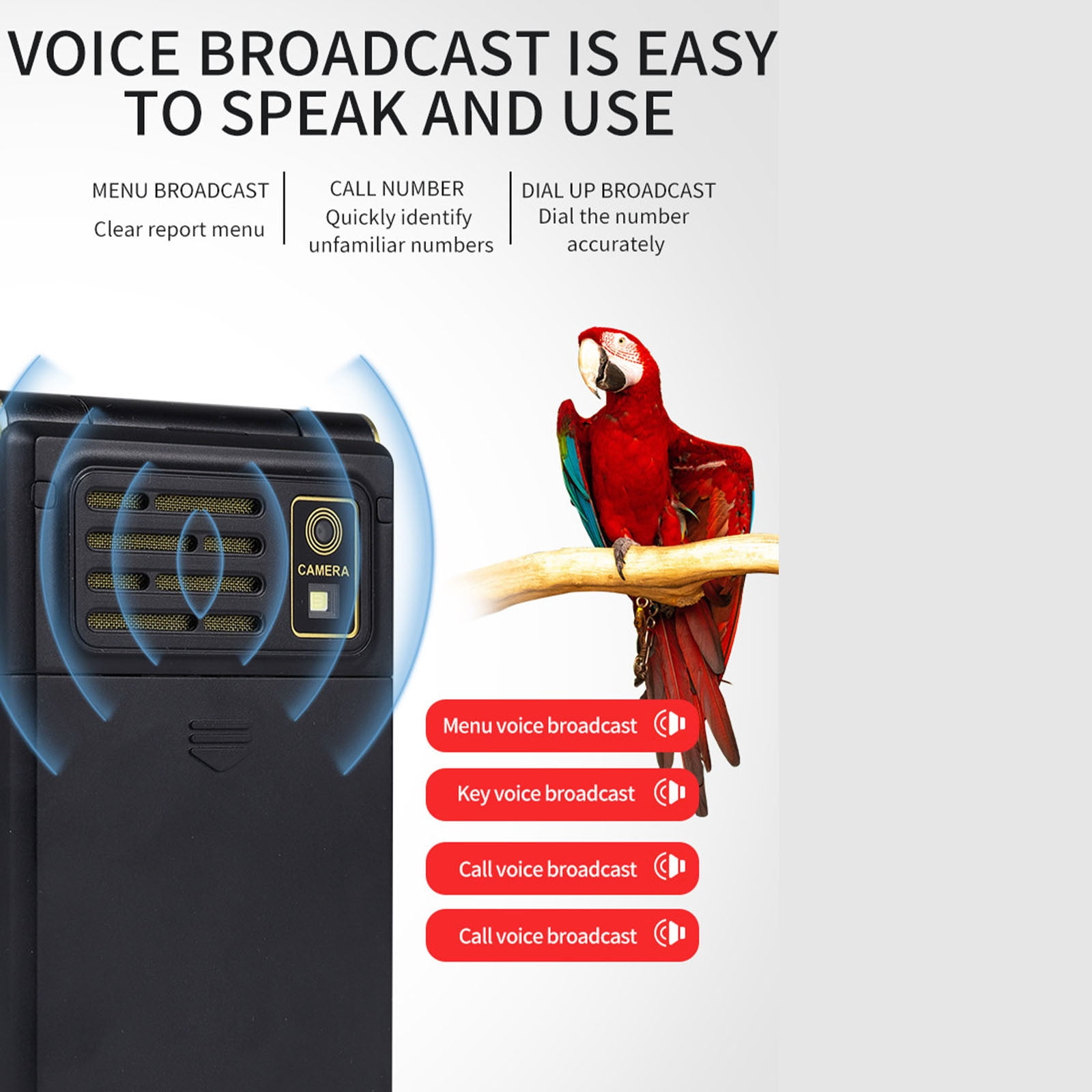 A Big Screen Flip Senior Phone 3.0 Inch Display 5900Mah Battery Dual Sim Standby Fm Radio Flashlight Camera Mobile Phone For Elderly (4.37 X 2.30 X 0.72 Inch)