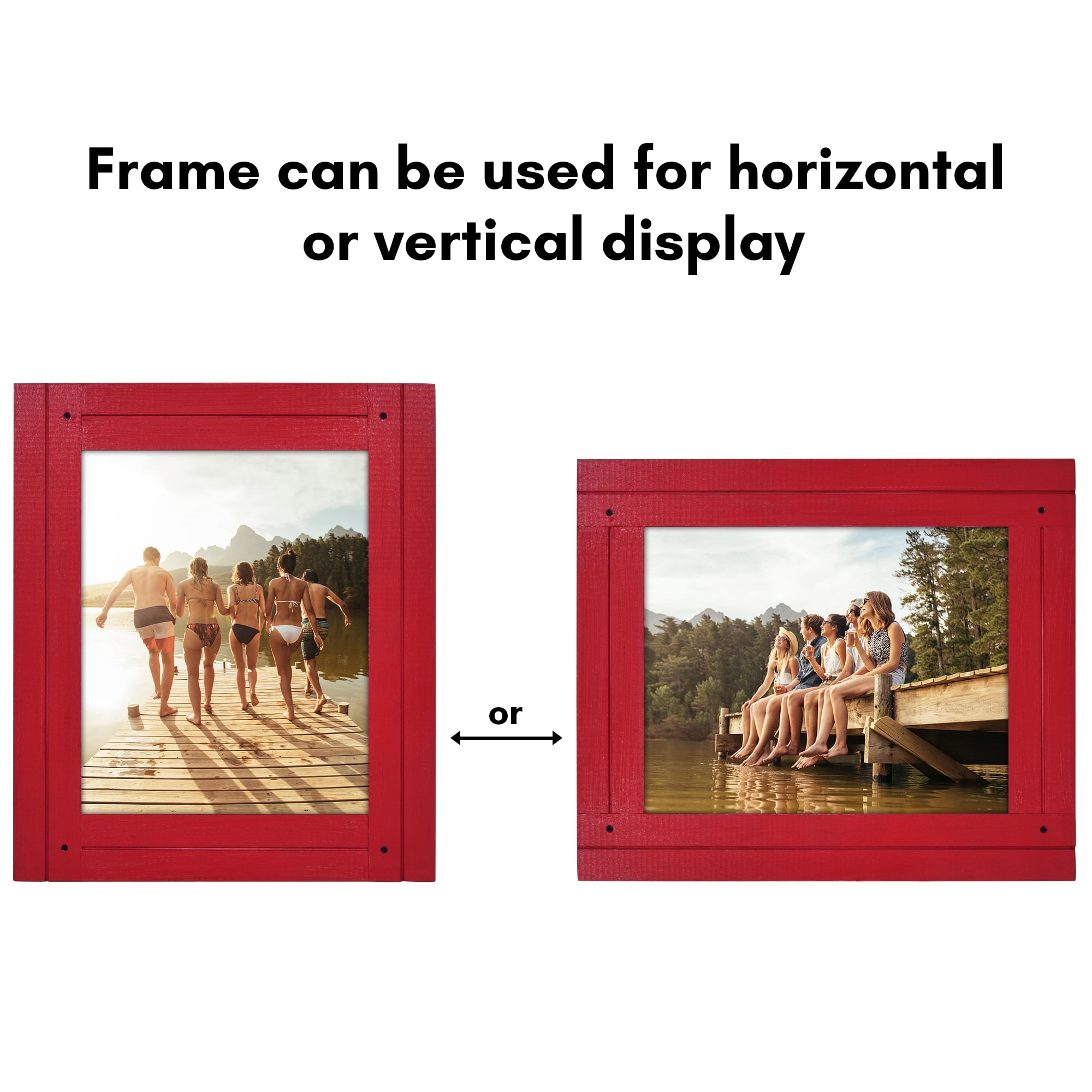 Americanflat 8x10 Picture Frame Polished Crystal Clear Glass Hampton Collection Distressed Frames Wall - Red