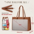 thumbnail image 3 of RAINSMORE Lunch Tote Bag for Women 15.6 inch Laptop Bag with Insulated Lunch Compartment PU Leather Quilted Computer Teacher Tote for Work,Brown, 3 of 8