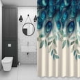 thumbnail image 4 of Peacock Feather Shower Curtain for Bathroom Decor, Teal Blue Green Leaf Abstract Waterproof Fabric Shower Curtain, 60"x72" Set with 12 Hooks, 4 of 9