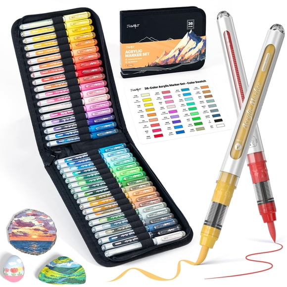 Marcadores acrílicos JusArt de 36 colores con bolsa de lona