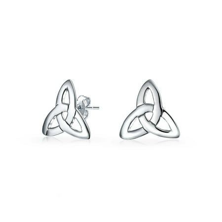 - Irish Triquetra Celtic Trinity Knot Tiny Stud Earrings For Women For Men 925 Sterling Silver Polished Finish