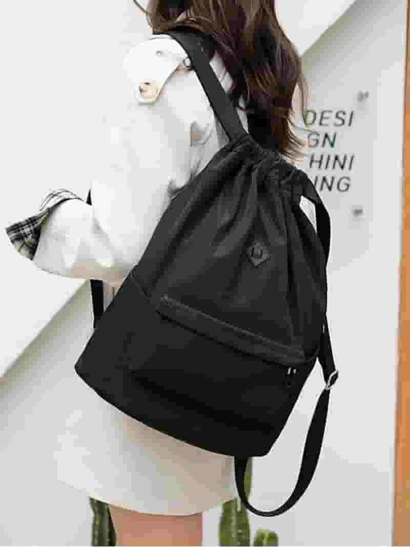 ●ILLIGO● Nylon lace up gym sack cream 5010268123 Deago Nylon Drawstring Backpack Sports Gym Bag for Men Women