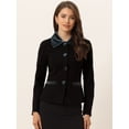 thumbnail image 2 of Elegante chaquetón de invierno con cuello vuelto y bolsillos en contraste para mujer Negro M, 2 of 6