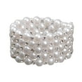 thumbnail image 1 of Pulsera elástica elegante con perlas de imitación y diamantes de imitación para mujer, ideal para novias, bodas y graduaciones. 5 hileras, 1 of 8