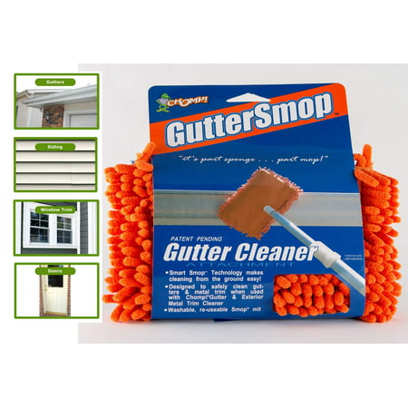Chomp Microfiber Gutter Cleaner Tool: Ultimate Gutter Cleaning Smop for All Types of Rain Gutters, Siding and Metal Trim - Instantly Clean Black Streaks, Mold, Mildew, Algae, Dirt and
