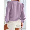 thumbnail image 2 of Women  Casual Long Sleeved Button Up Shirt, V Neck Chiffon Shirt, 2 of 5