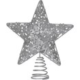 thumbnail image 1 of 10.7 Inch Silver Christmas Star Tree Topper, Metal Glittered Christmas, 1 of 5