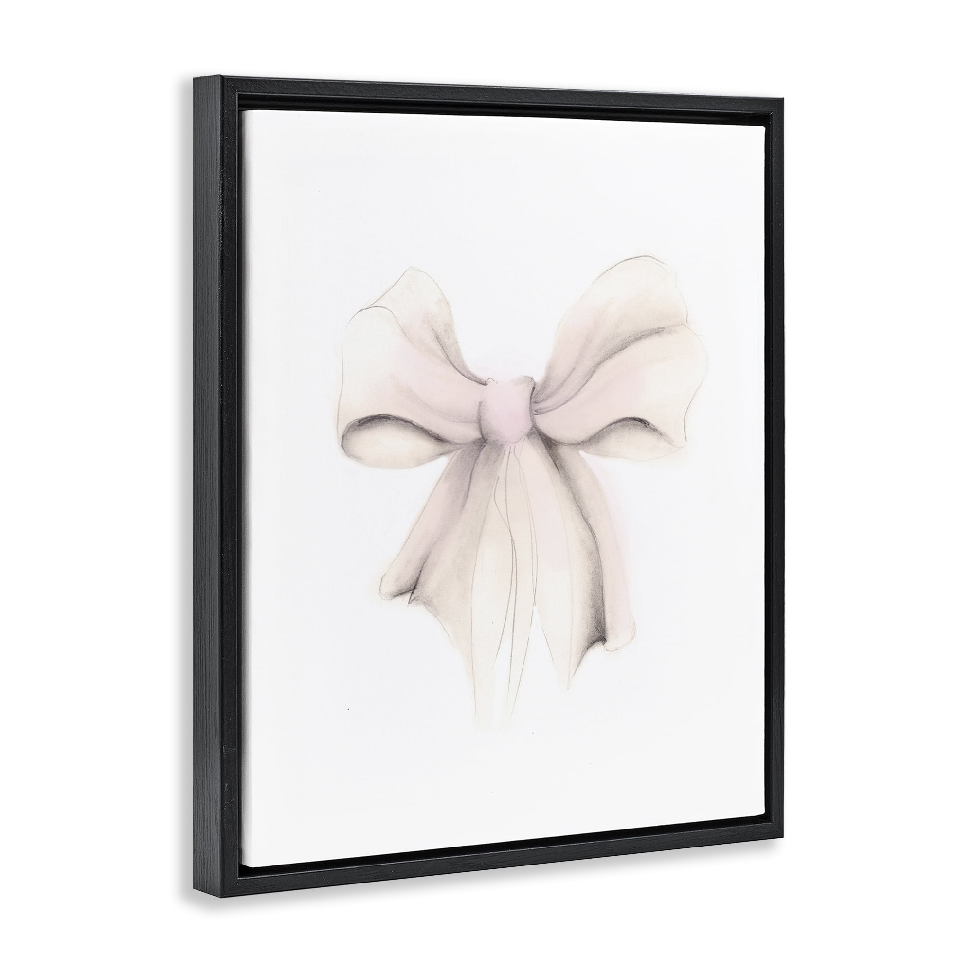 Stupell Industries Soft Pale Ribbon Beauty & Fashion Painting Black Floater Framed Art Print Wall Art, 25 x 31