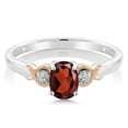 thumbnail image 2 of Gem Stone King 925 Sterling Silver and 10K Rose Gold Red Garnet and Diamond Accent Ring for Women (0.90 Cttw, Gemstone Birthstone, Available in Size 5, 6, 7, 8, 9), 2 of 4