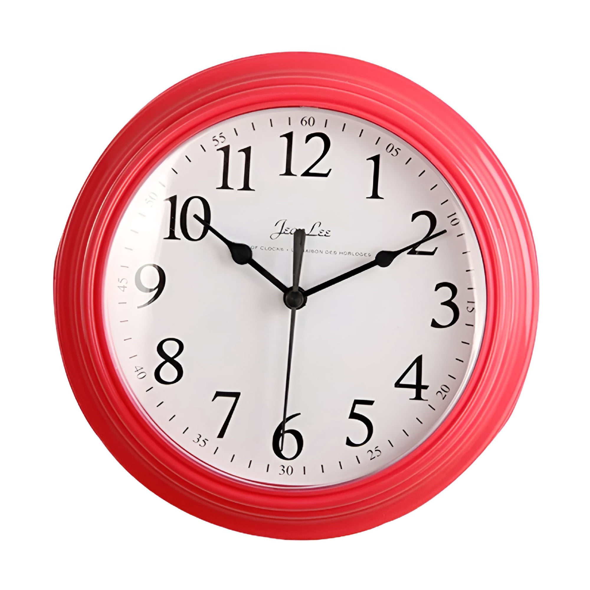 DESIGNICE Retro Wall Clock Kitchen Vintage Design Round Silent Non Ticking Battery Operated Quality Quartz Clock - red