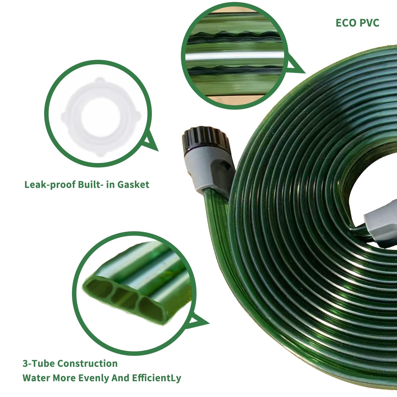 75 Ft Flat Sprinkler Hose For Lawn Watering Garden Soaker With Holes  Heavy Duty Lightweight No-kink Water Stakes Irrigation Great Fun And Dog