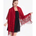 thumbnail image 3 of RIIQIICHY Womens Floral Lace Scarf Pashmina Scarves for Women Shawls and Wraps for Evening Dresses Light Burgundy, 3 of 7
