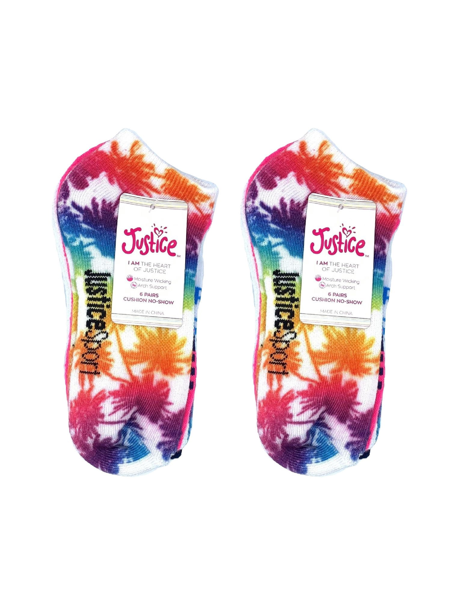 Justice Girls No-Show Socks, 12-Pack, Sizes M-L