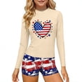 thumbnail image 2 of ITSAME Girls Rash Guard Swimwear 4th of July Long Sleeve Tops and Boyshorts Surfing Swimsuit 2-Piece Multicolor Size 11-12, 2 of 8